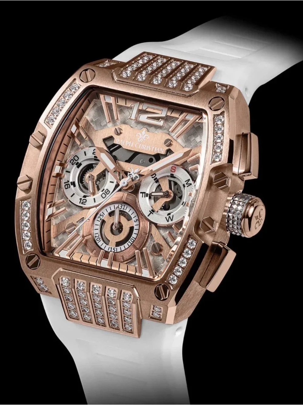 NEW Ralph Christian Intrepid Sport Ice Watch Gilded White